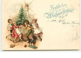 N°13880 - Fröhliche Weihnachtsfest - Enfants Faisant Une Ronde Autour D'un Sapin - Other & Unclassified