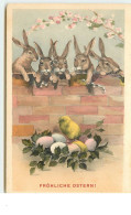 N°15097 - Fröhliche Ostern - Lièvres Regardant Un Poussin Sur Des Oeufs - Ostern