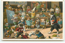 N°21696 - Chiens Habillés - Louis Wain - Chiens Dans Une Salle De Classe - Animaux Habillés