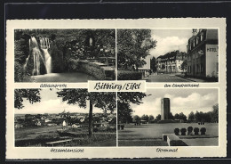 AK Bitburg /Eifel, Am Landratsamt Mit Hotel, Albachgrotte, Ehrenmal  - Bitburg