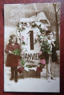 Carte Photo Fantaisie Bonne Année 1er Janvier - Couple Enfants Obl. Tremeloo - Año Nuevo