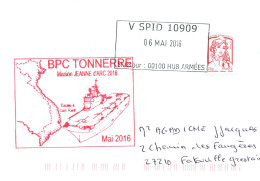 ENVELOPPE AVEC CACHET BPC TONNERRE - MISSION JEANNE D' ARC 2016 - ESCALE A CAM RANH - 06/05/2016 - Naval Post