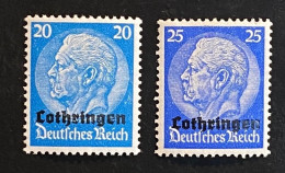 Deutsches Reich Besetzung 1940 Freimarken LOTHRINGEN Mi. 9-10 Postfrisch/** MNH - Occupazione 1938 – 45