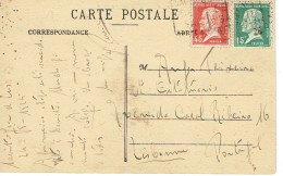 Tarifs Postaux Etranger Du 16-07-1925 (30) Pasteur N° 175 45 C. + Pasteur N° 171 15 C.  Carte Postale Etranger - 1922-26 Pasteur