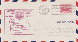 États-Unis FDC 1952 PA 35 Avion Douglas DC-4 First Flight Seattle Walla Carte Envoi à Jim Kennedy Salem - Vliegtuigen