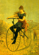 CPM* Cyclisme 1900 - Jeune Femme Coureuse Cycliste En Vélocipède -Imagerie Belle époque - TBE - Wielrennen