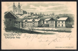 Lithographie Maria Trost, Bahnhof Elektrische Bahn Und Kirche, Strassenbahn  - Autres & Non Classés