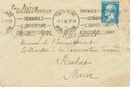 179 Pasteur 1f. Bleu Lettre (64) Par Avion Pour Le Maroc Tarifs Postaux Du 16-07-1925 - 1922-26 Pasteur