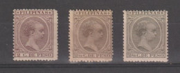 PHILIPPINES:  1891/93  ALFONSO  XIII°  -  LOT  3  STAMPS  2  NO  GLUE  +  UNUSED -  YV/TELL. 118 + 119 + 119 - Filippine