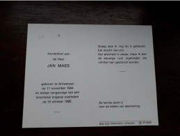 Jan Maes ° Antwerpen 1944 + Antwerpen 1990 - Esquela