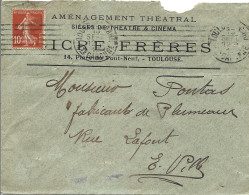 25 --- Lettre 31 TOULOUSE Sicre Frères, Aménagement Théatral, Sièges De Théâtre & Cinéma - 1900 – 1949