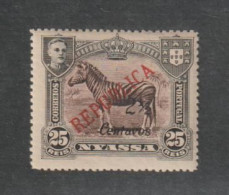 NYASSA:  1921  SOPRASTAMPATO  -  2 1/2 C./25 R. NERO  E  BRUNO  L. -  YV/TELL. 88 - Nyassa