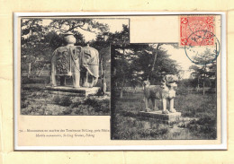 CPA CHINE CHINA PEKING PEKIN SI-LING GRAVES MONUMENTS IMPERIAL STAMP Old MULTIVIEW Postcard - Chine