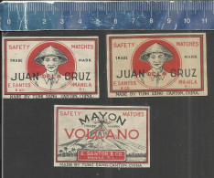 JUAN DE LA CRUZ CHINA MAN & MAYON VOLCANO - EXPORT MATCHBOX LAELS MADE TUNG SANG CANTON CHINA FOR  E. SANTOS & CO MANILA - Luciferdozen - Etiketten