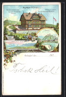 Lithographie Graz, Alpen - Hotel Stubenberghaus Auf Dem Schöckel, Blick Auf Graz  - Other & Unclassified