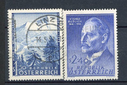 AUTRICHE - 1958  Yv. N° 876,879   (o)  Ski, Historien Redlich Cote  1  Euro  BE - Oblitérés