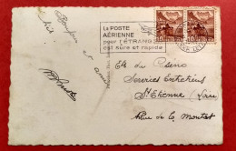 CH - SUISSE - LAUSANNE  - Flamme 1946 POSTE AERIENNE * Sur CPSM 1736 LAUSANNE Et Les Alpes - Affranchissements Mécaniques