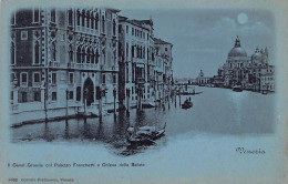 VENEZIA - Il Canal Grande Col Palazzo Franchetti E Chiesa Della Salute - Cartolina Blu - Luna - Venetië (Venice)