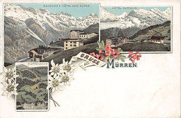 MÜRREN (BE) Litho - Mehrfachansicht - Bahnhof & Hôtel Des Alpes - Hôtel Kurhaus - Mürrenbahn - Abgerissene Briefmarke -  - Mürren