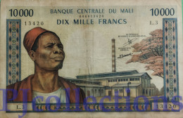 MALI 10000 FRANCS 1970/84 PICK 15d AVF W/PINHOLES - Malí