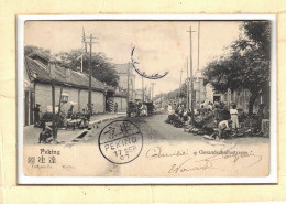 CPA 1907 CHINE CHINA PEKING PEKIN RUE ANIMEE ANIAMATED STREET POSTMARK Old  Postcard - China