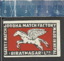 WINGED HORSE ( PEGASUS )  - OLD VINTAGE MATCHBOX LABEL MADE IN NEPAL JOODHA MATCH FACTORY - Scatole Di Fiammiferi - Etichette