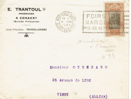 93 Guinée 50 C. Bistre Lettre Oblitérée à L'rrivée à Marseille Le 6 - 8 -1927 - Cartas & Documentos