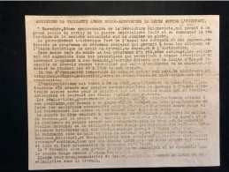 Tract Presse Clandestine Résistance Belge WWII WW2 'Assistons La Vaillante Armée Rouge...' - Documents