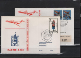 Schweiz Luftpost FFC Swissair 1.4.1970 Basel - Madrid VV - Primi Voli