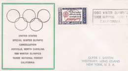 États-Unis FDC 1960 678 Credo Américain Citation De George Washington Jeux Olympiques California Ashville - Hiver 1960: Squaw Valley