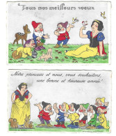 2 Mignonnettes Blanche Neige Et Nains, Voeux Et Bonne Année, - Altri & Non Classificati