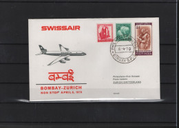 Schweiz Luftpost FFC Swissair 6.4.1970 Bombay - Zürich - Primeros Vuelos