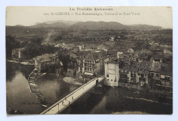 CPA . 09.Saint Girons. Vue Panoramique, Tribunal Et Pont Vieux - Saint-Emilion