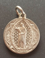 Pendentif Médaille Religieuse Fin XIXe Argenté "Saint Louis De Gonzague / Sainte Marie" Religious Medal - Religione & Esoterismo