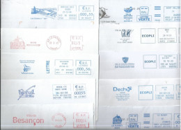 Lot De 10 Enveloppes Avec EMA De Mairies - EMA (Empreintes Machines à Affranchir)
