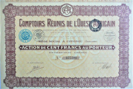 S.A. Comptoirs Réunis De L'Ouest Africain -act.de 100fr Au Porteur (1929) - Afrika