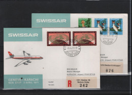 Schweiz Luftpost FFC Swissair 3.4.1971 Genf - Karachi - Erst- U. Sonderflugbriefe