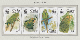 CUBA 1998 WWF Birds Parrots Mi 4156-4159 MNH(**) Fauna 589 - Pappagalli & Tropicali