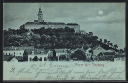 Mondschein-AK Siegburg, Abtei Michaelsberg Und Ein Teil Des Ortes  - Siegburg