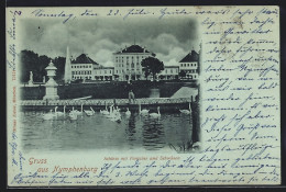 Mondschein-AK München-Nymphenburg, Schloss Mit Fontaine Und Schwänen  - Muenchen