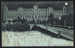 Mondschein-AK München, Brücke Am Maximilianeum  - Muenchen