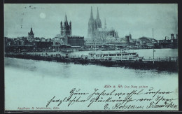 Mondschein-AK Köln A. Rh., Dampfer Und Dom Von Deutz Gesehen  - Köln