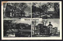 AK Werne-Langern, Cafe Restaurant Zur Schönen Aussicht, Inh. A. Hauschopp, Schloss Cappenberg, Schloss Buddenberg  - Werne