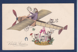 CPA Chat Aviation Cat Vienne Viennoise Position Humaine Circulée Champignon - Gatti