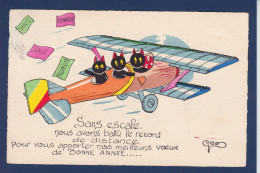 CPA Chat Aviation Cat Position Humaine Circulée Par Géo - Gatti