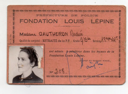 Fondation Louis Lépine  Carte Membre P.P - Colecciones
