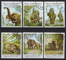 Eléphants Laos 1982 (604) Yvert 376 à 381 Oblitérés Used - Elefanti