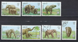 Eléphants Laos 1987 (605) Yvert 791 à 797 Oblitérés Used - Elefanti