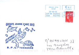 ENVELOPPE AVEC CACHET B.P.C. TONNERRE -GROUPE JEANNE D' ARC 2013 - LES SEYCHELLES PORT VICTORIA - LE 29/10/13 - Seepost