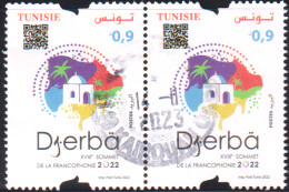 2022- Tunisie- 18ème Sommet De La Francophonie, Djerba 2022 -  Paire Obli - Sonstige & Ohne Zuordnung